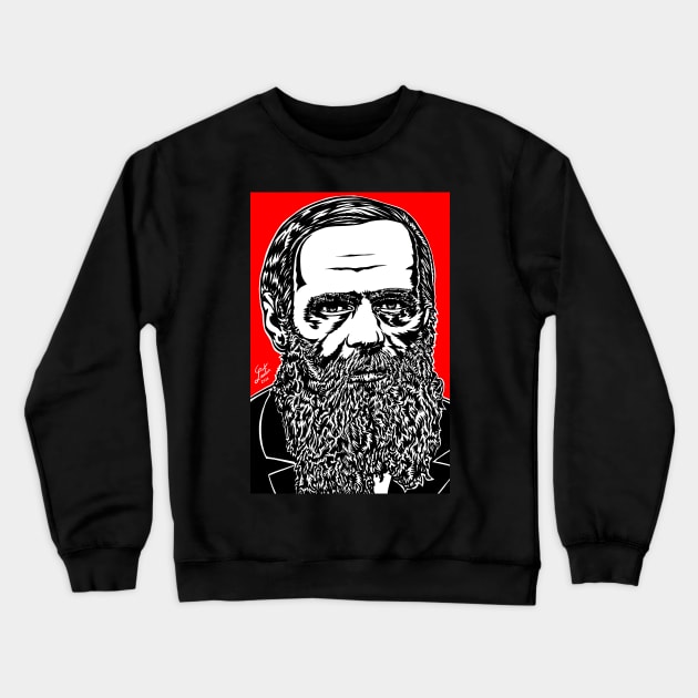 FYODOR DOSTOYEVSKY ink and acrylic portrait Crewneck Sweatshirt by lautir